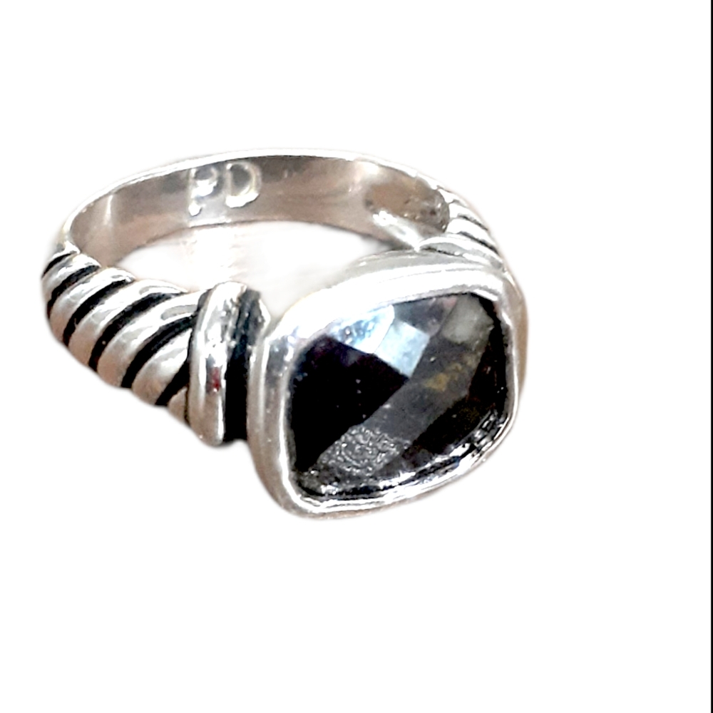 Premier Designs Crystal ONYX Silver Stone Ring